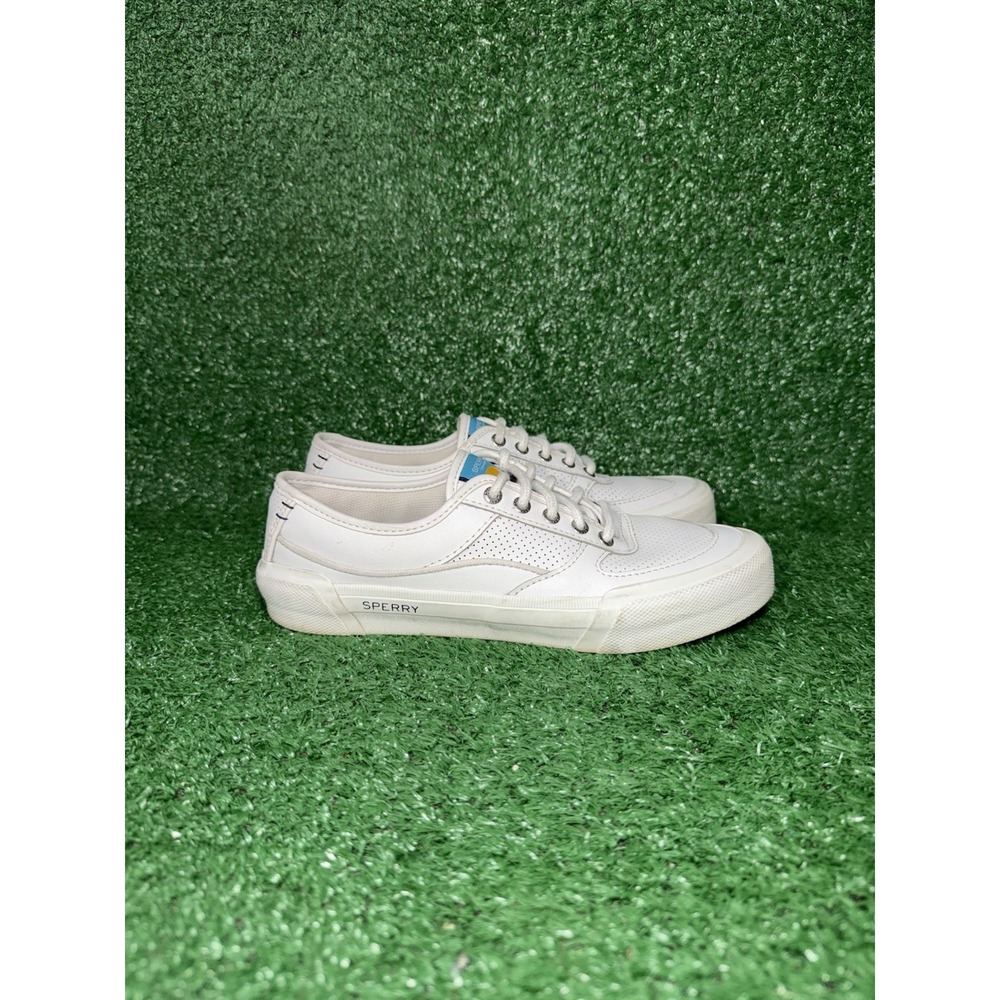 Sperry Soletide Womens Size 7.5 White Perforated Leather Shoes Boat Sneakers